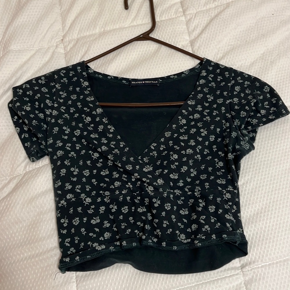 Green floral brandy top